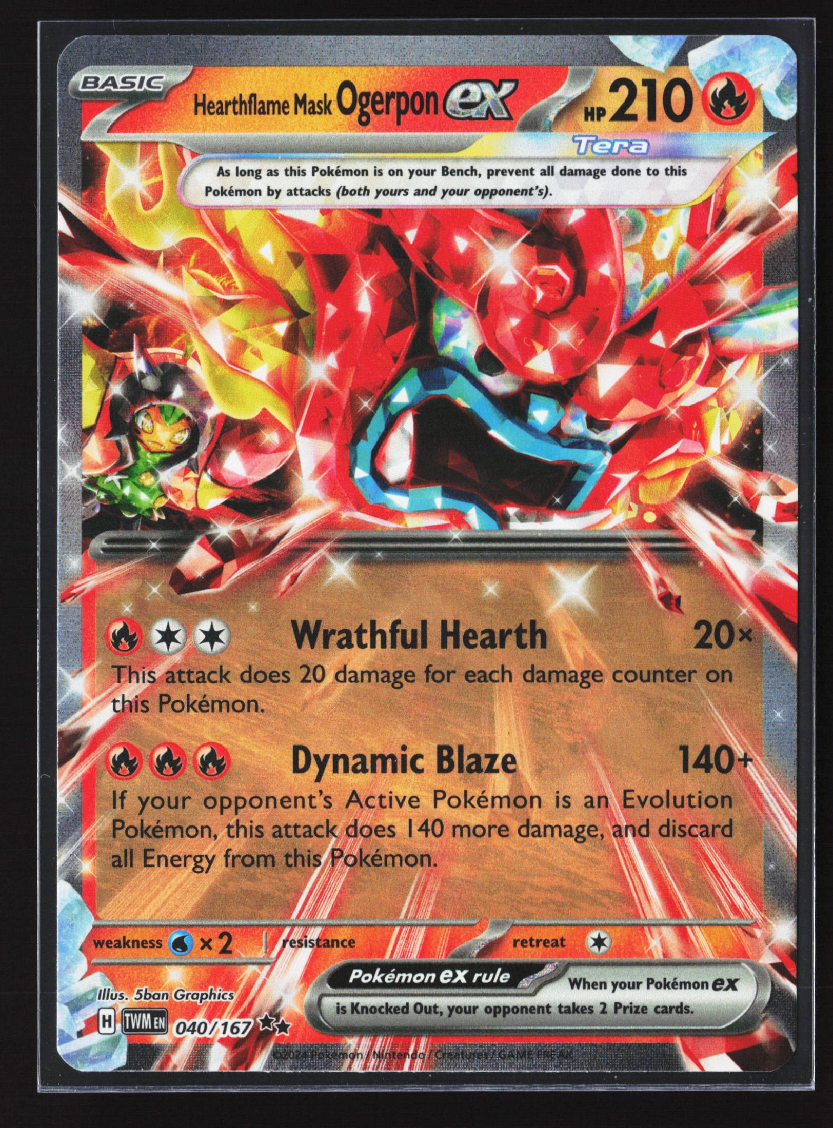 Hearthflame Mask Ogerpon ex (TWM 040) — Voorkant