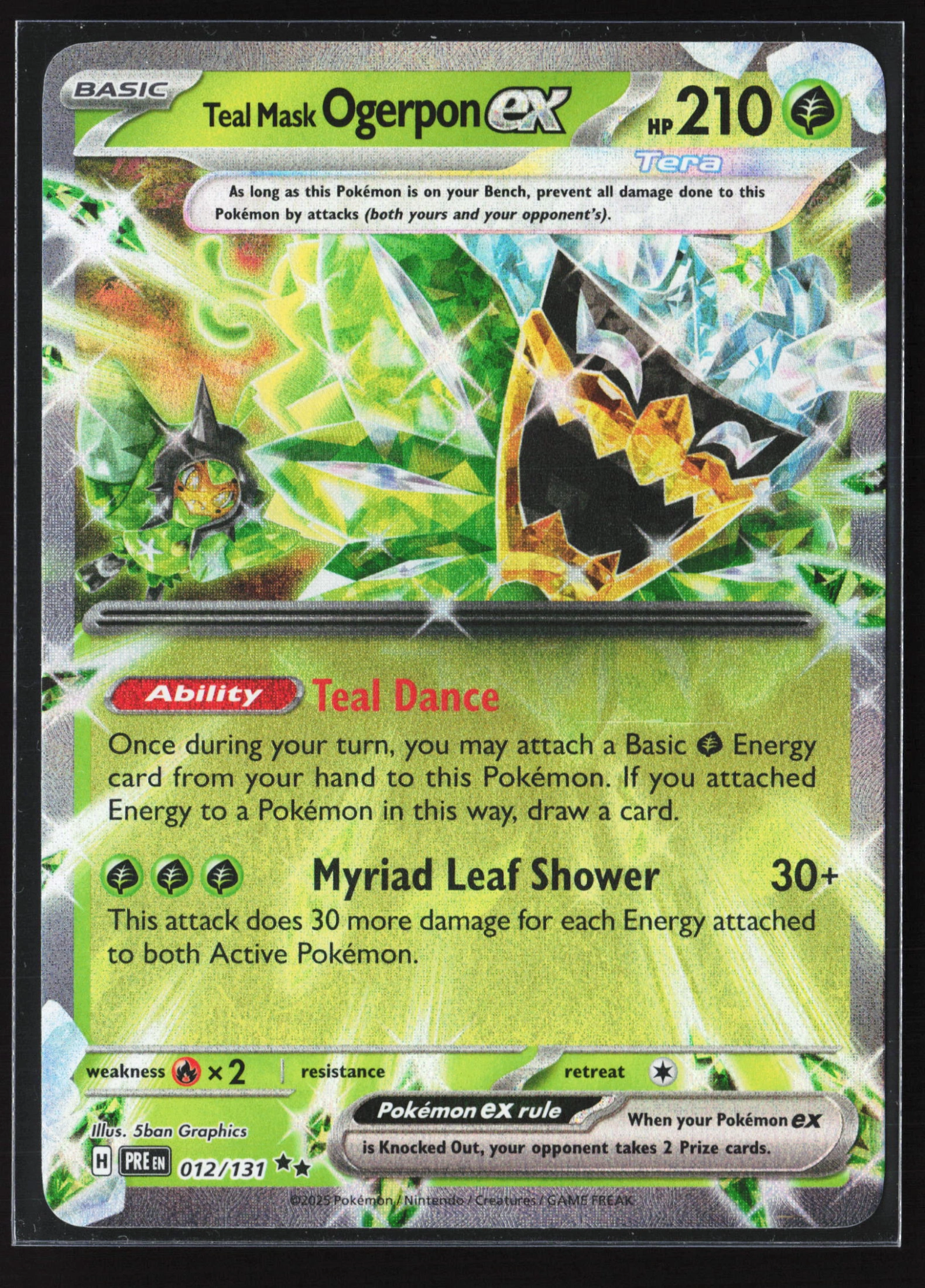 Teal Mask Ogerpon ex (PRE 012) — Voorkant
