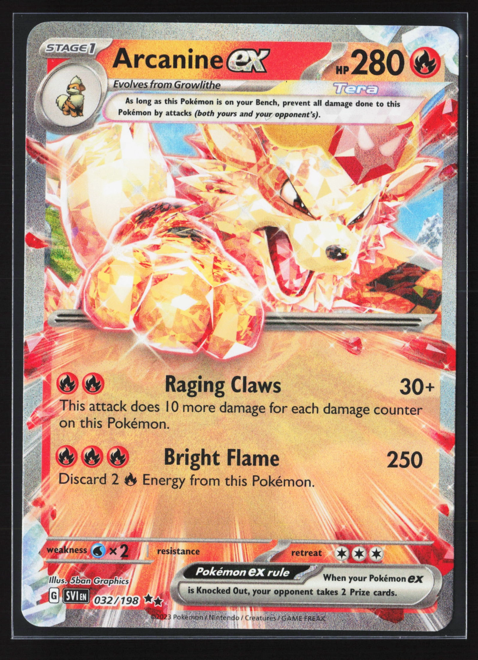 Arcanine ex (SVI 032) — Voorkant