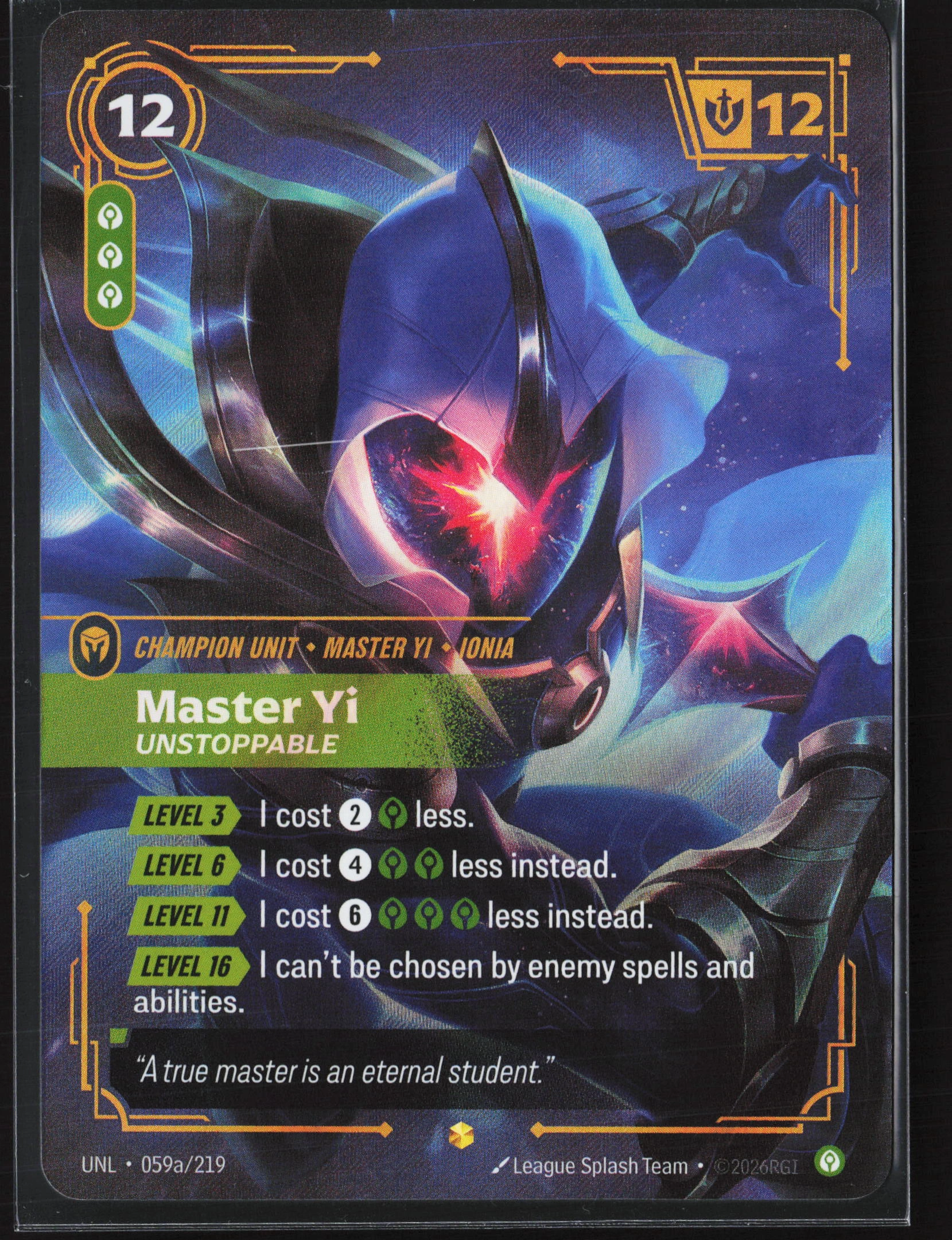 Master Yi, Unstoppable (UNL 59a) — Voorkant