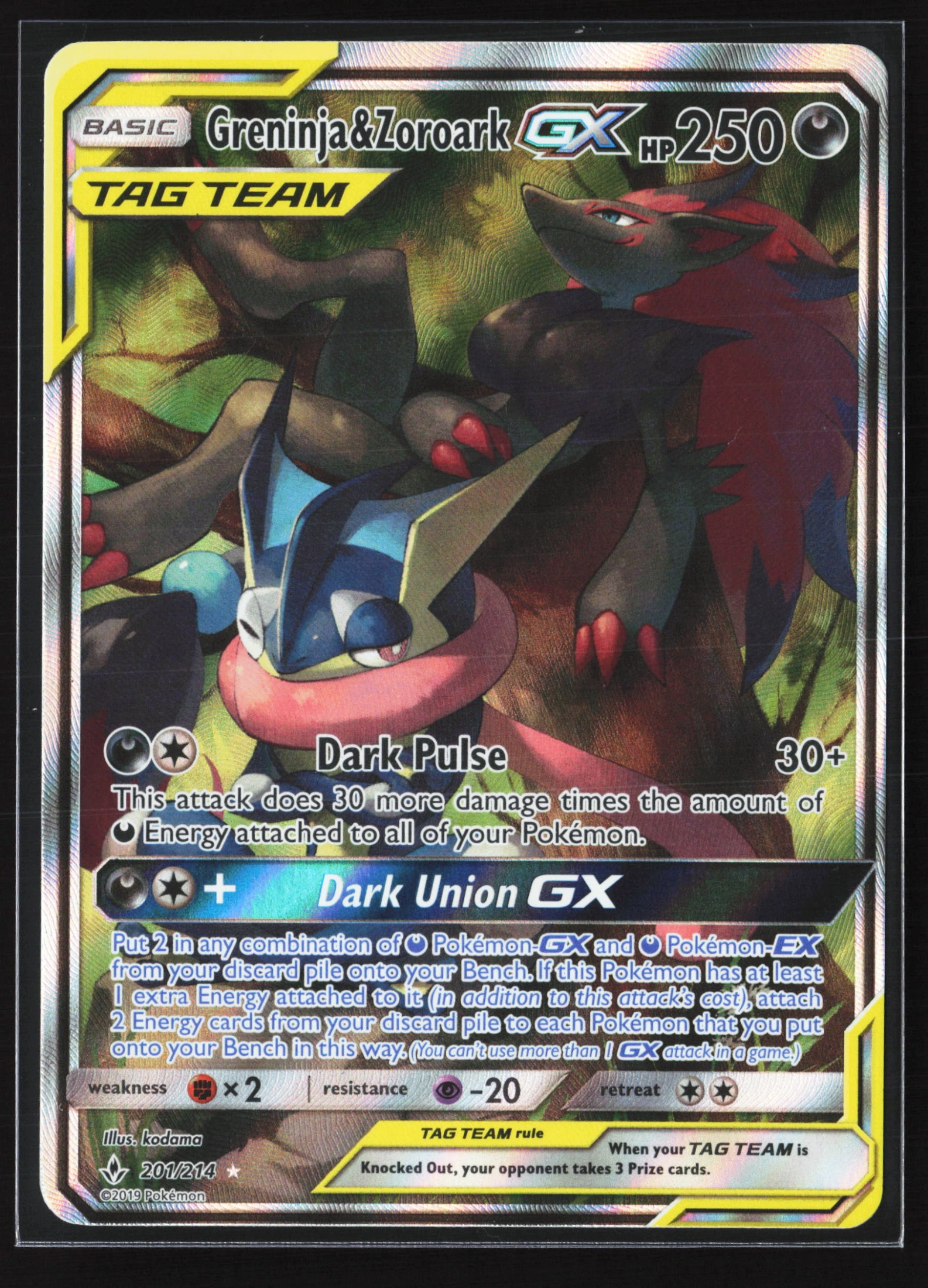 Greninja & Zoroark-GX (UNB 201) — Voorkant