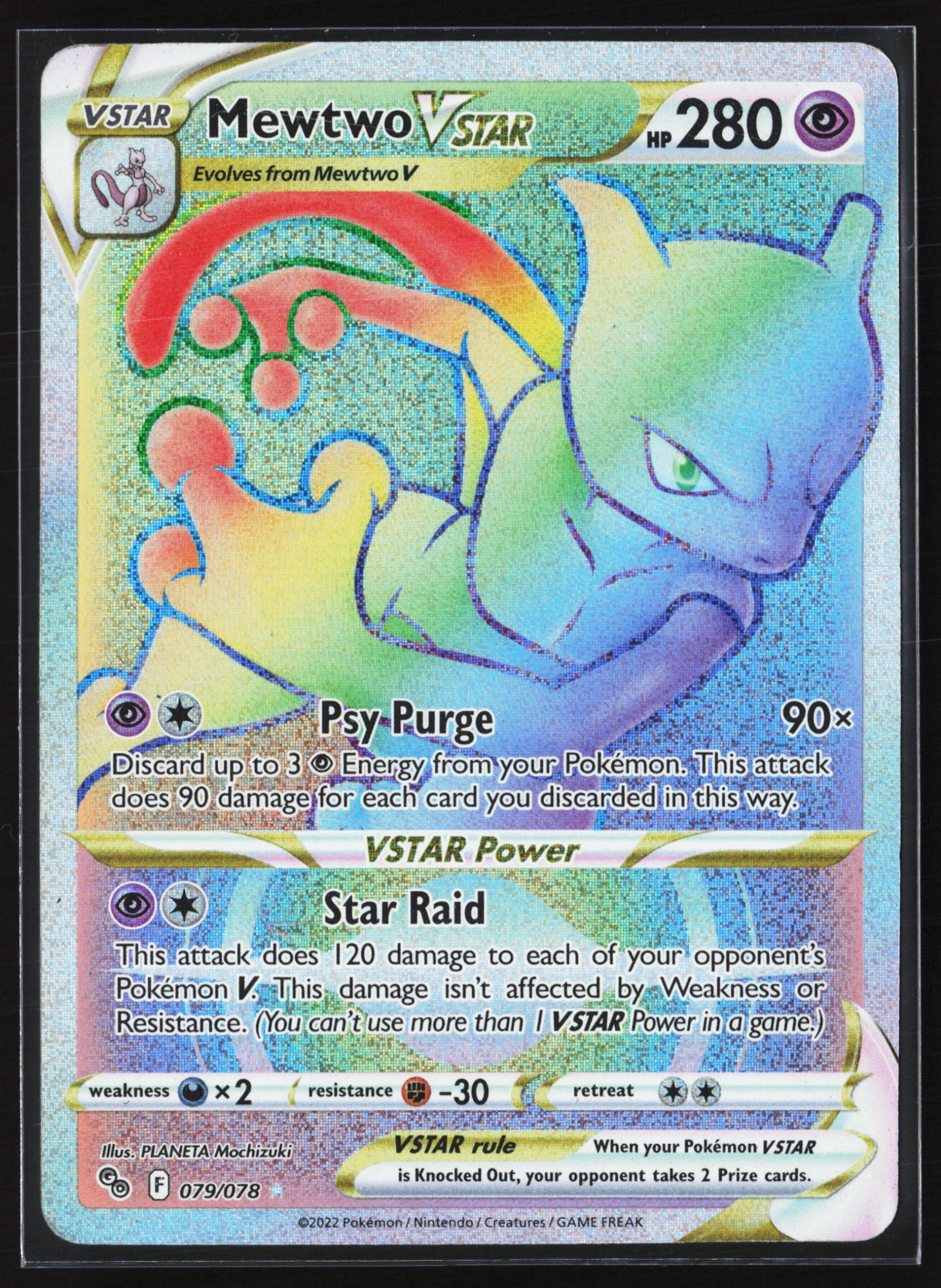 Mewtwo VSTAR (PGO 079) — Voorkant