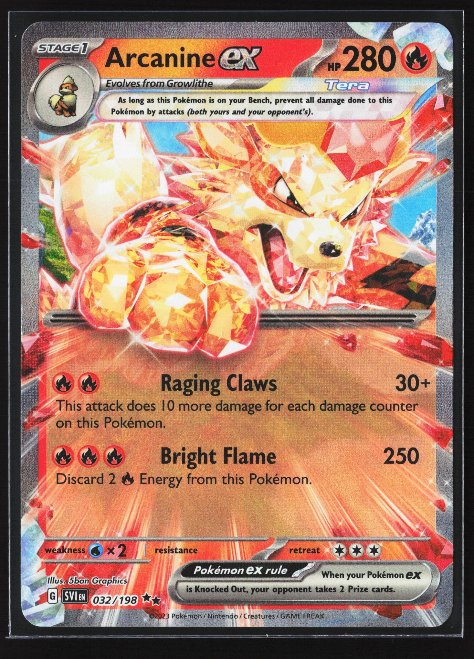 Arcanine ex (SVI 032) — Voorkant
