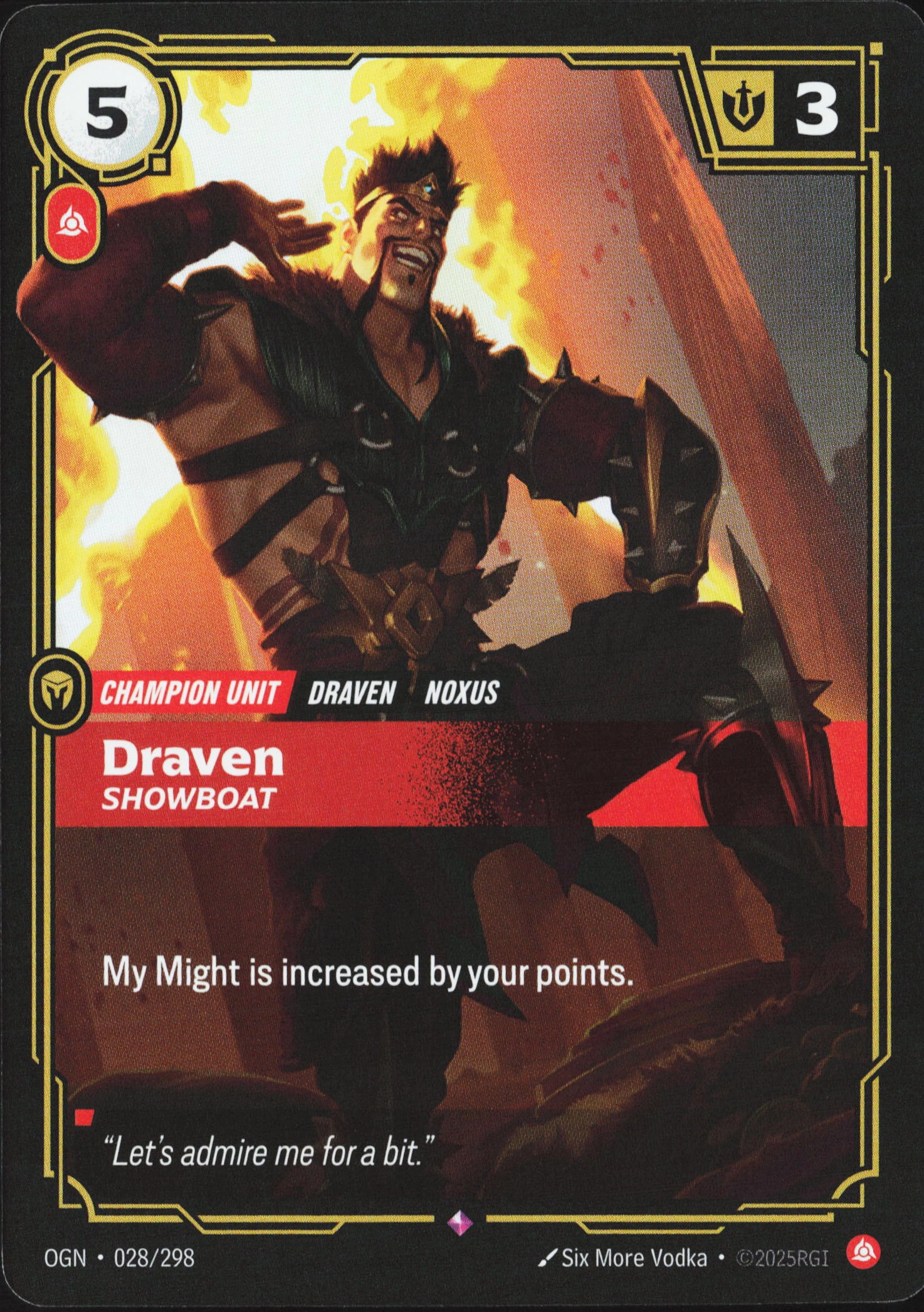 Draven, Showboat (OGN 028) — Voorkant