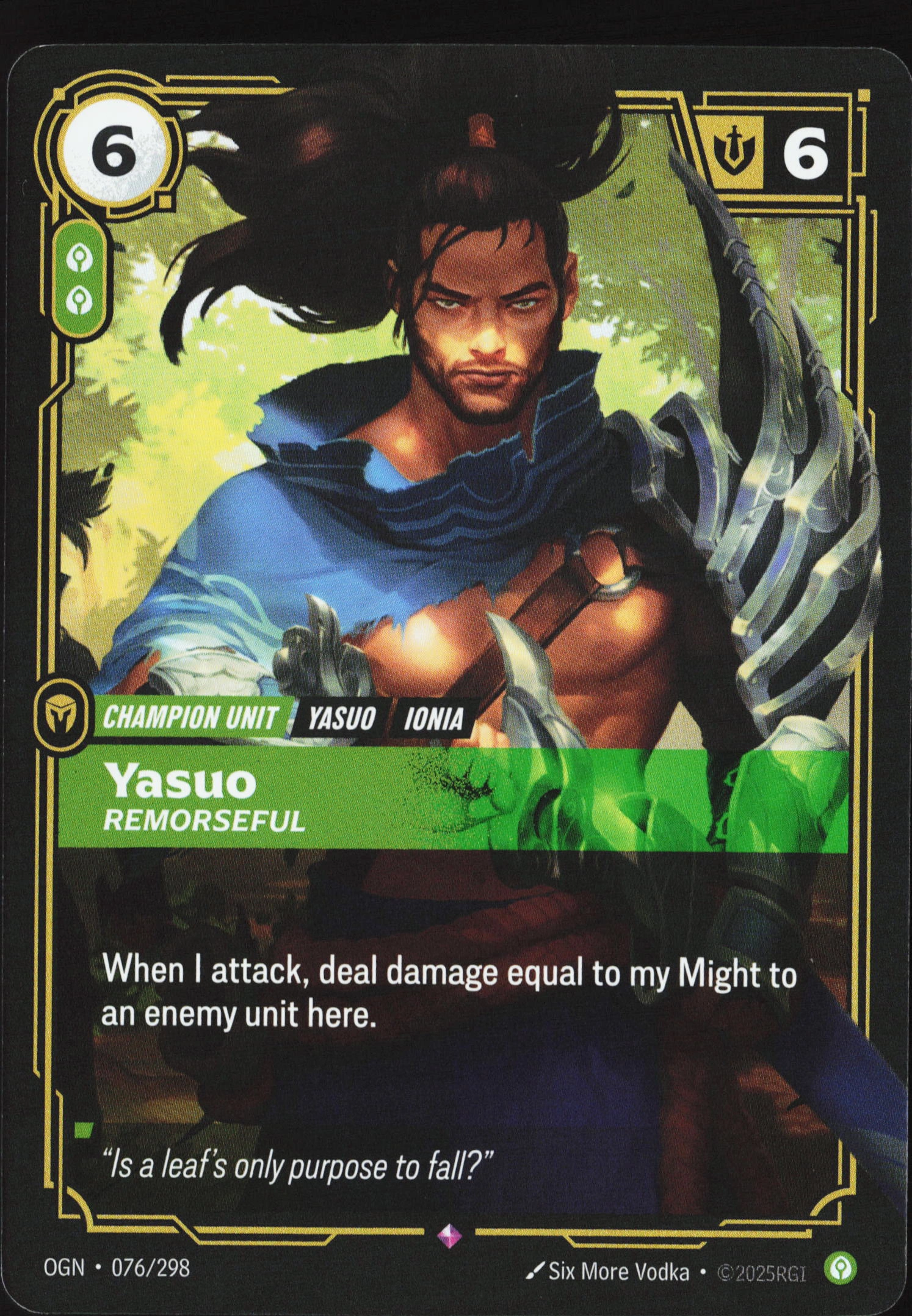 Yasuo, Remorseful (OGN 076) — Voorkant