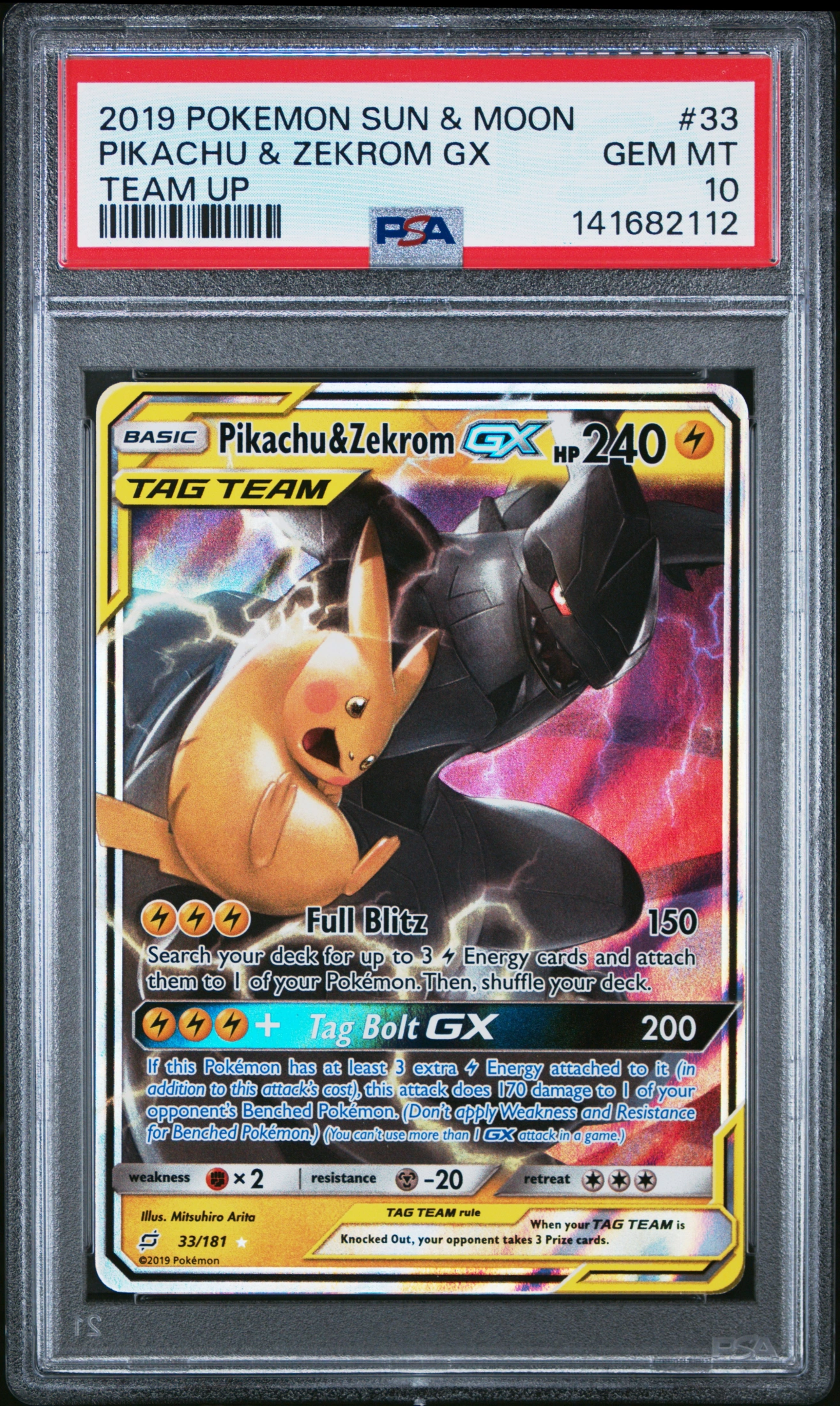 Pikachu & Zekrom-GX (TEU 033) — Voorkant
