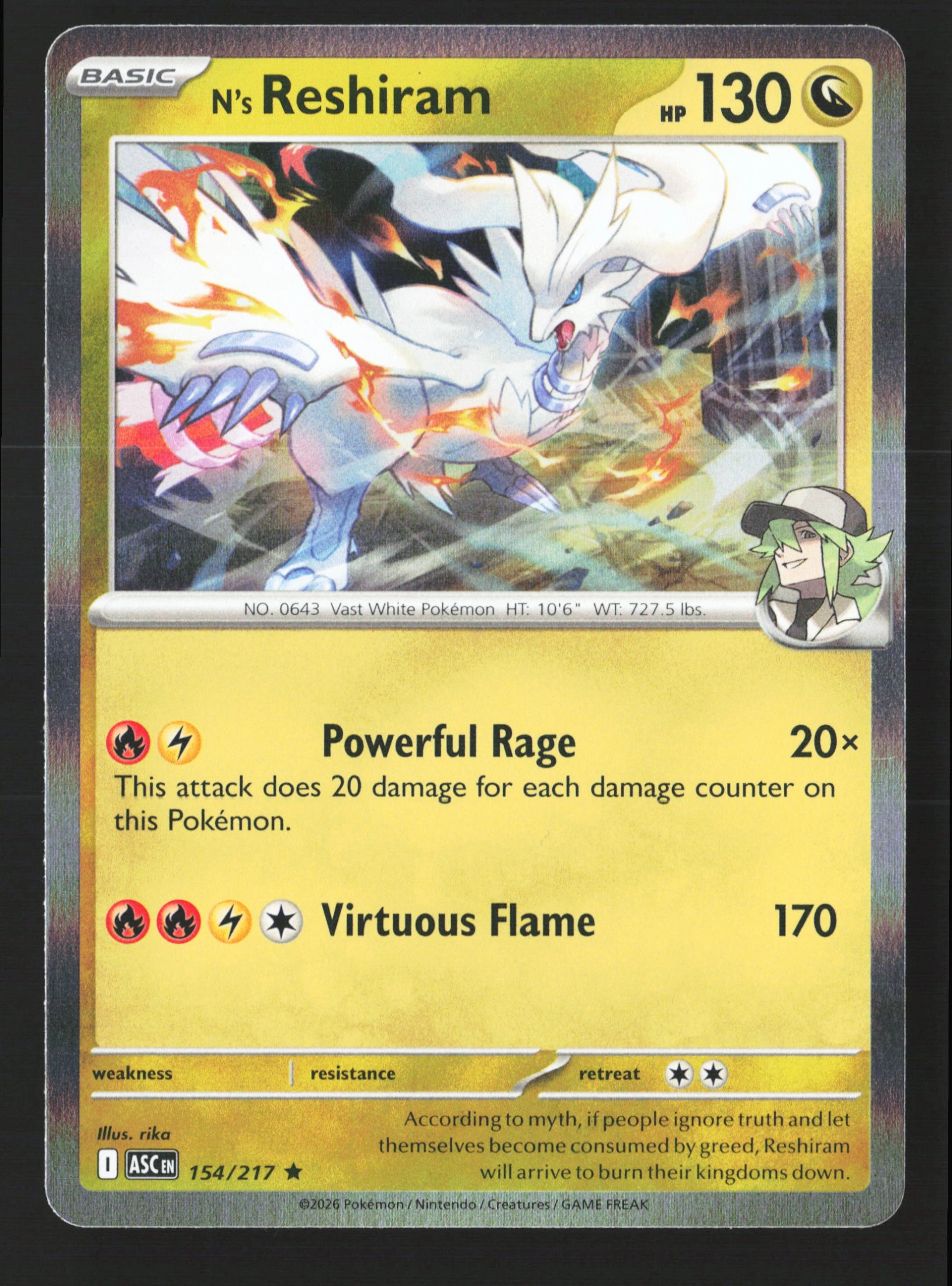 N's Reshiram (ASC 154) — Voorkant