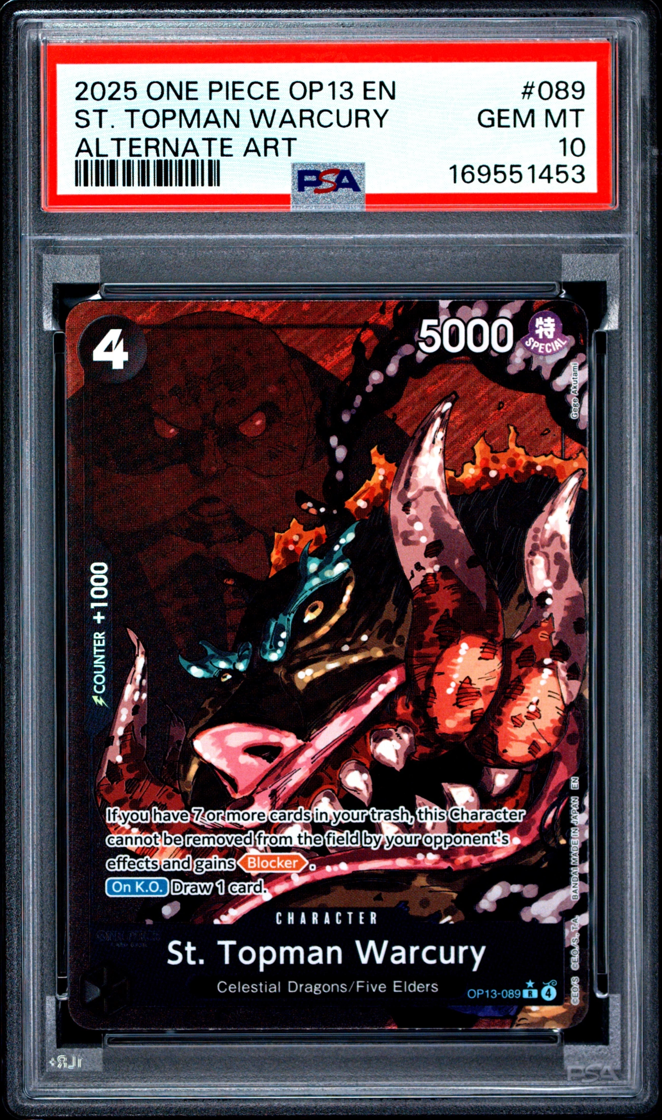 2025 ONE PIECE OP13-CARRYING ON HIS WILL ST. TOPMAN WARCURY #089 — Voorkant