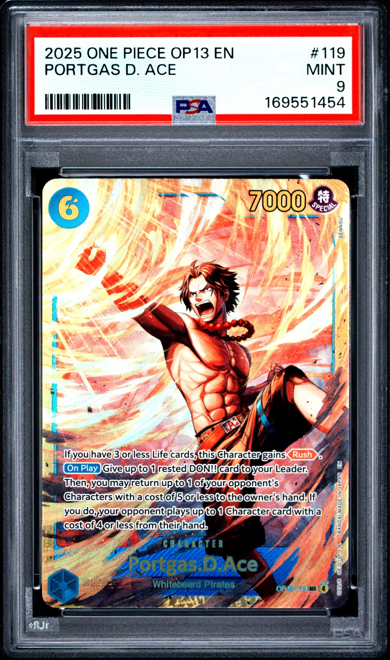 2025 ONE PIECE OP13-CARRYING ON HIS WILL PORTGAS D. ACE #119 — Voorkant
