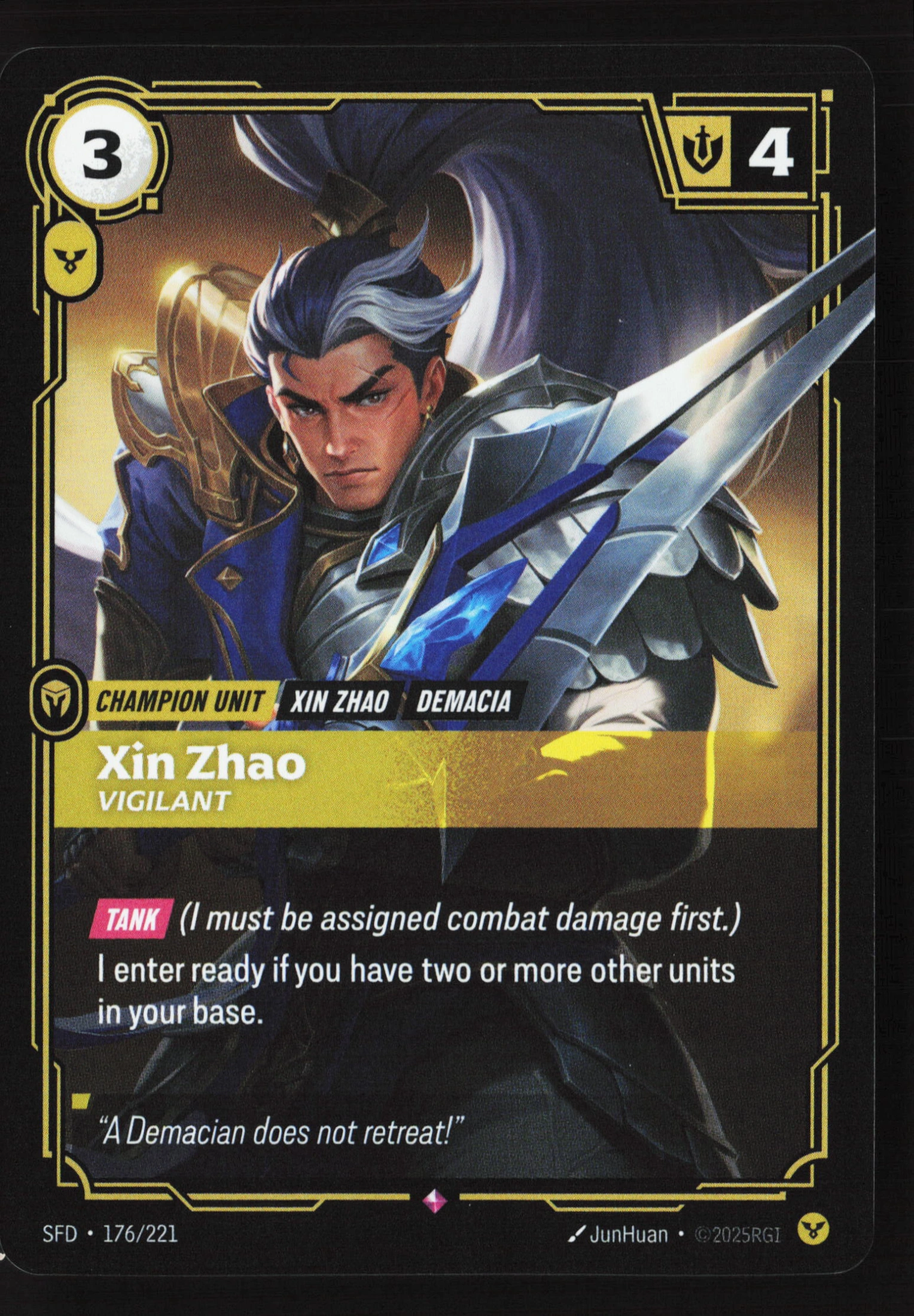 Xin Zhao, Vigilant (SFD 176) — Voorkant