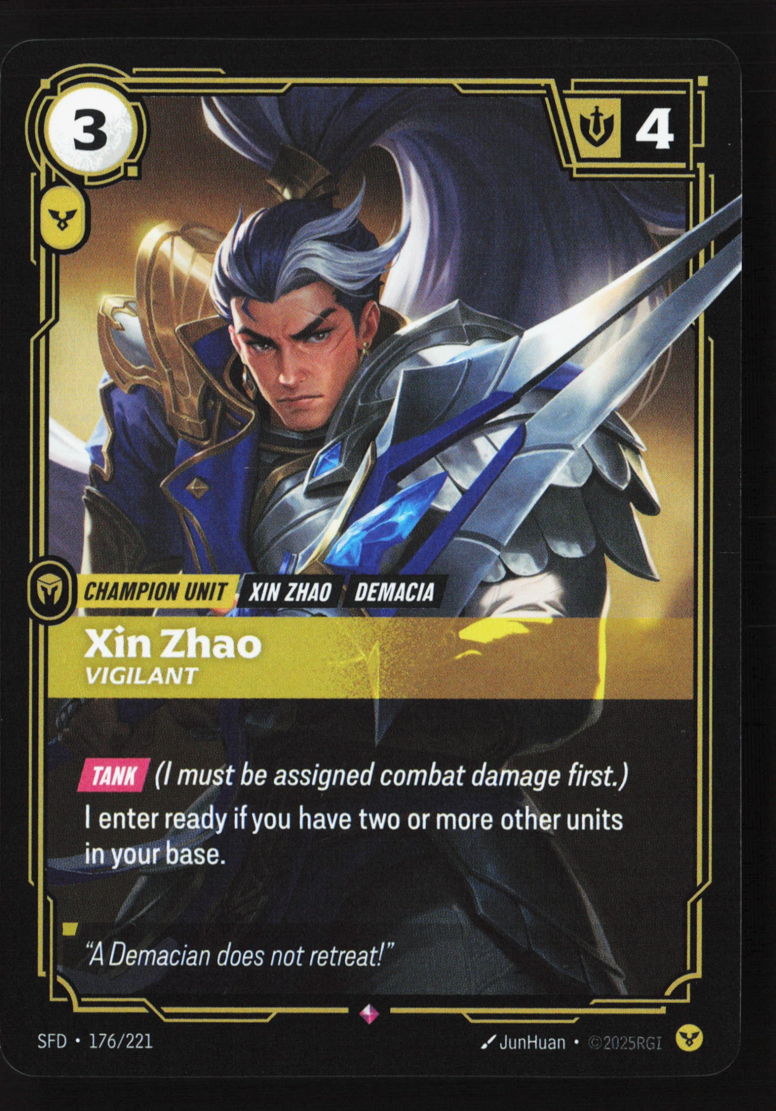 Xin Zhao, Vigilant (SFD 176) — Voorkant