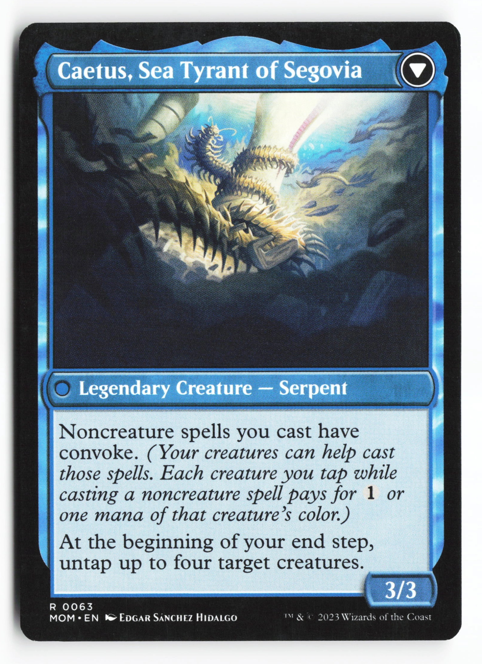 Invasion of Segovia // Caetus, Sea Tyrant of Segovia (MOM 063) — Achterkant