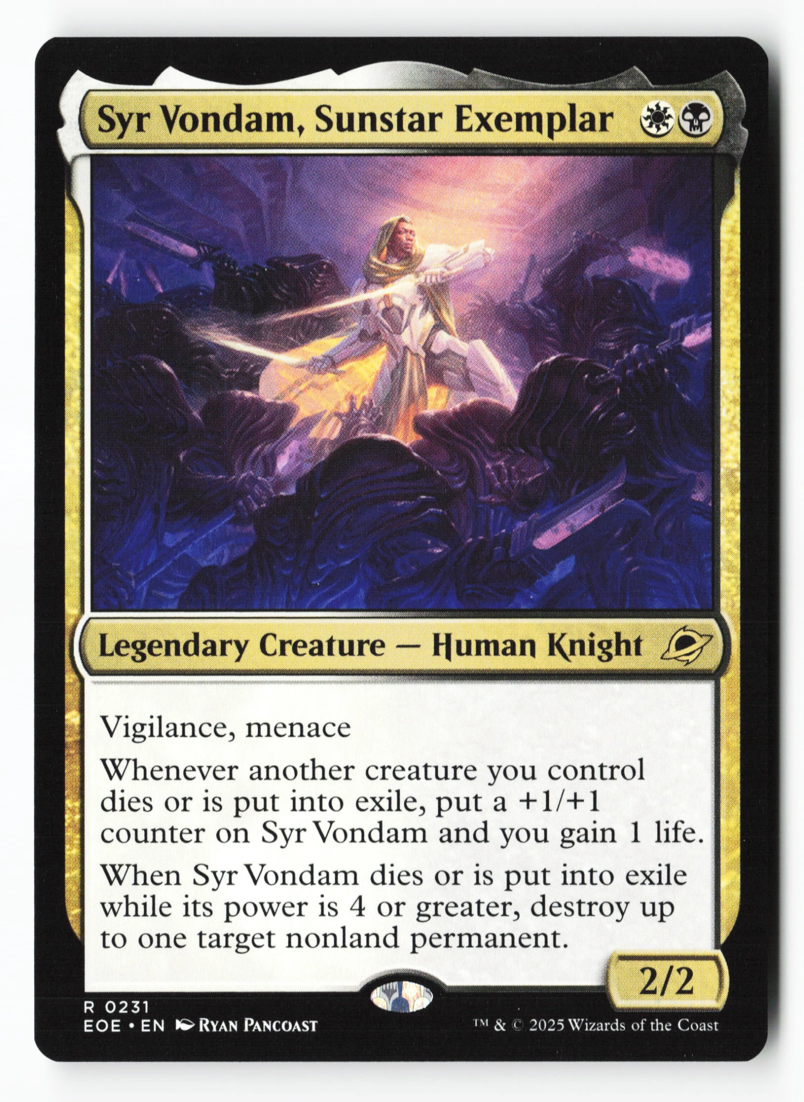 Syr Vondam, Sunstar Exemplar (EOE 231) — Voorkant