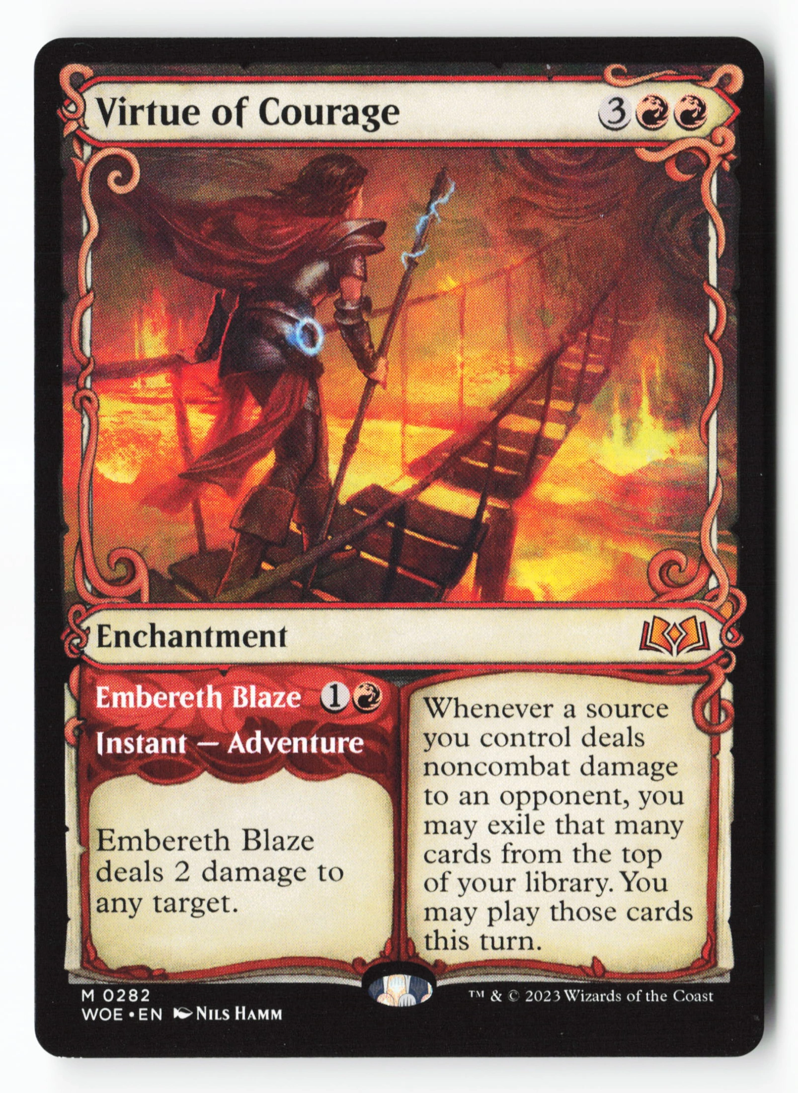 Virtue of Courage // Embereth Blaze (WOE 282) — Voorkant
