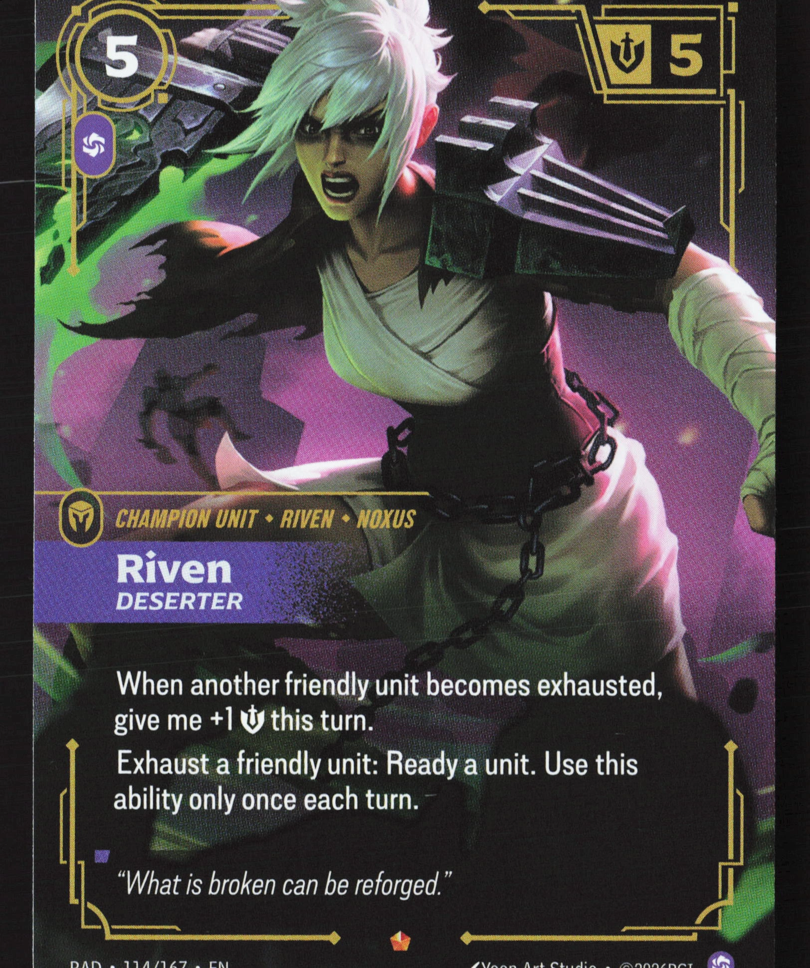 Riven, Deserter (RAD 114) — Voorkant