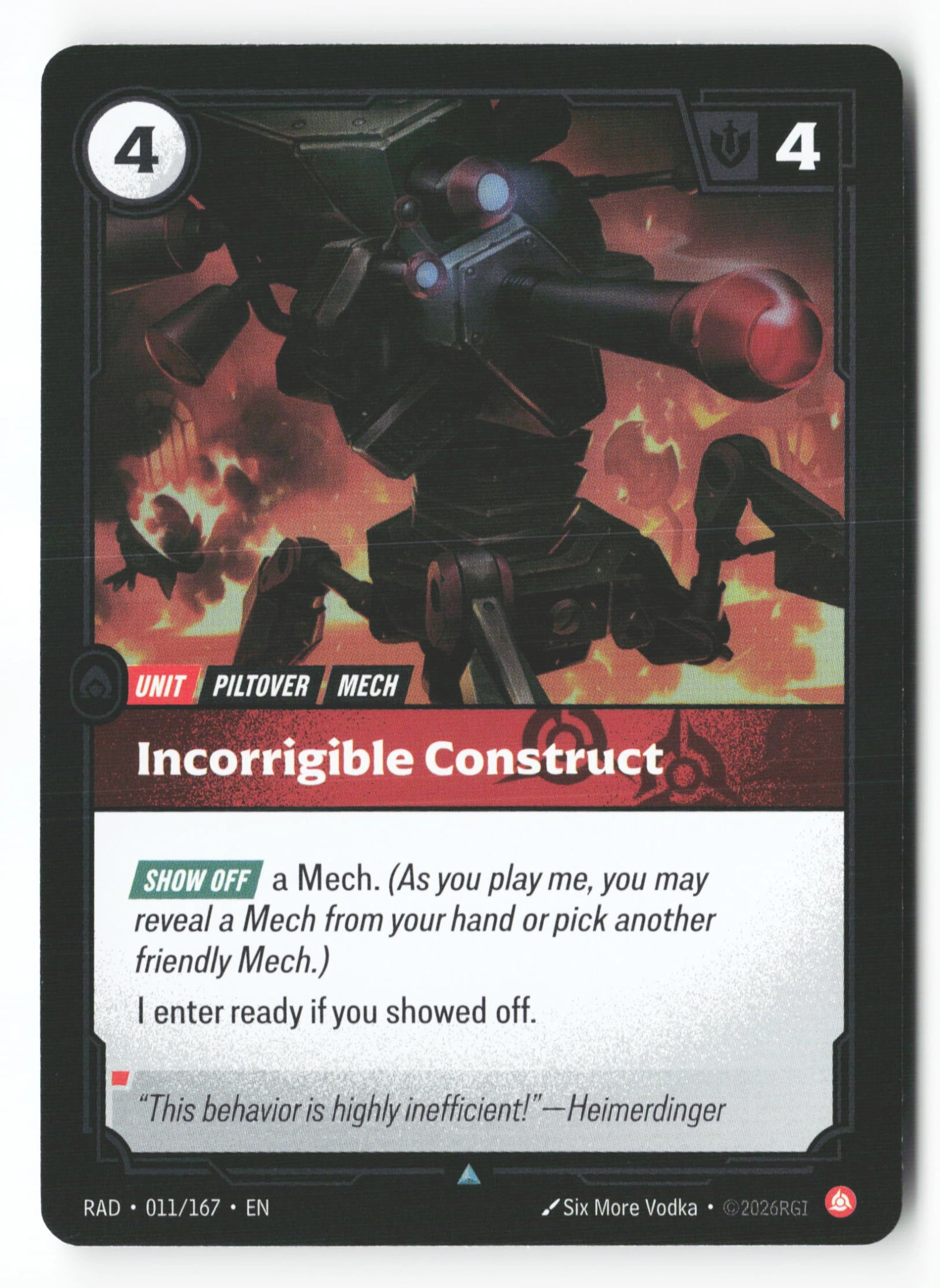 Incorrigible Construct (RAD 011) — Voorkant