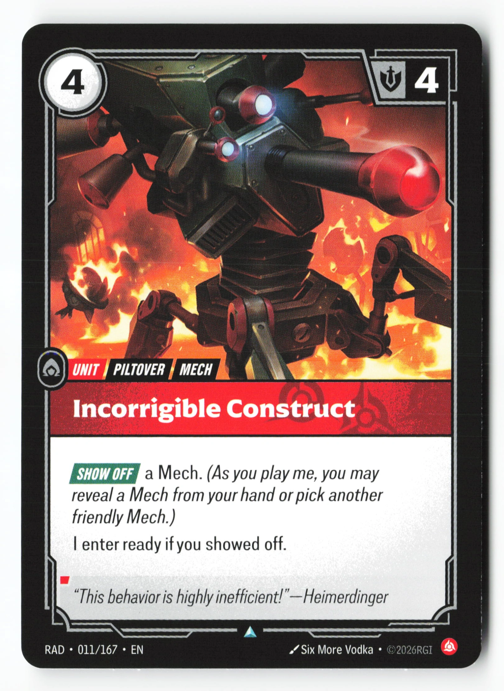 Incorrigible Construct (RAD 011) — Voorkant