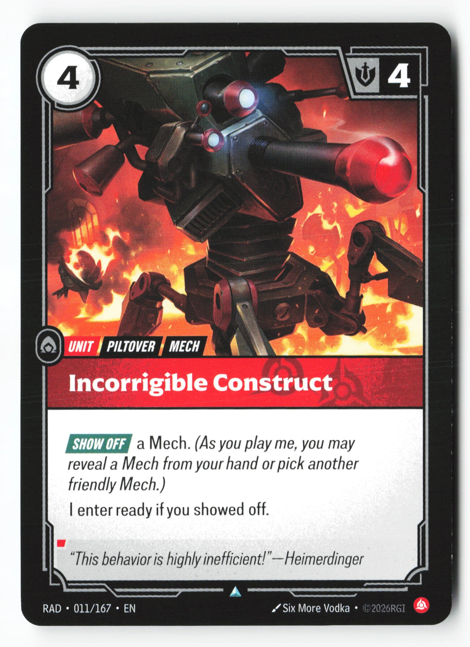 Incorrigible Construct (RAD 011) — Voorkant