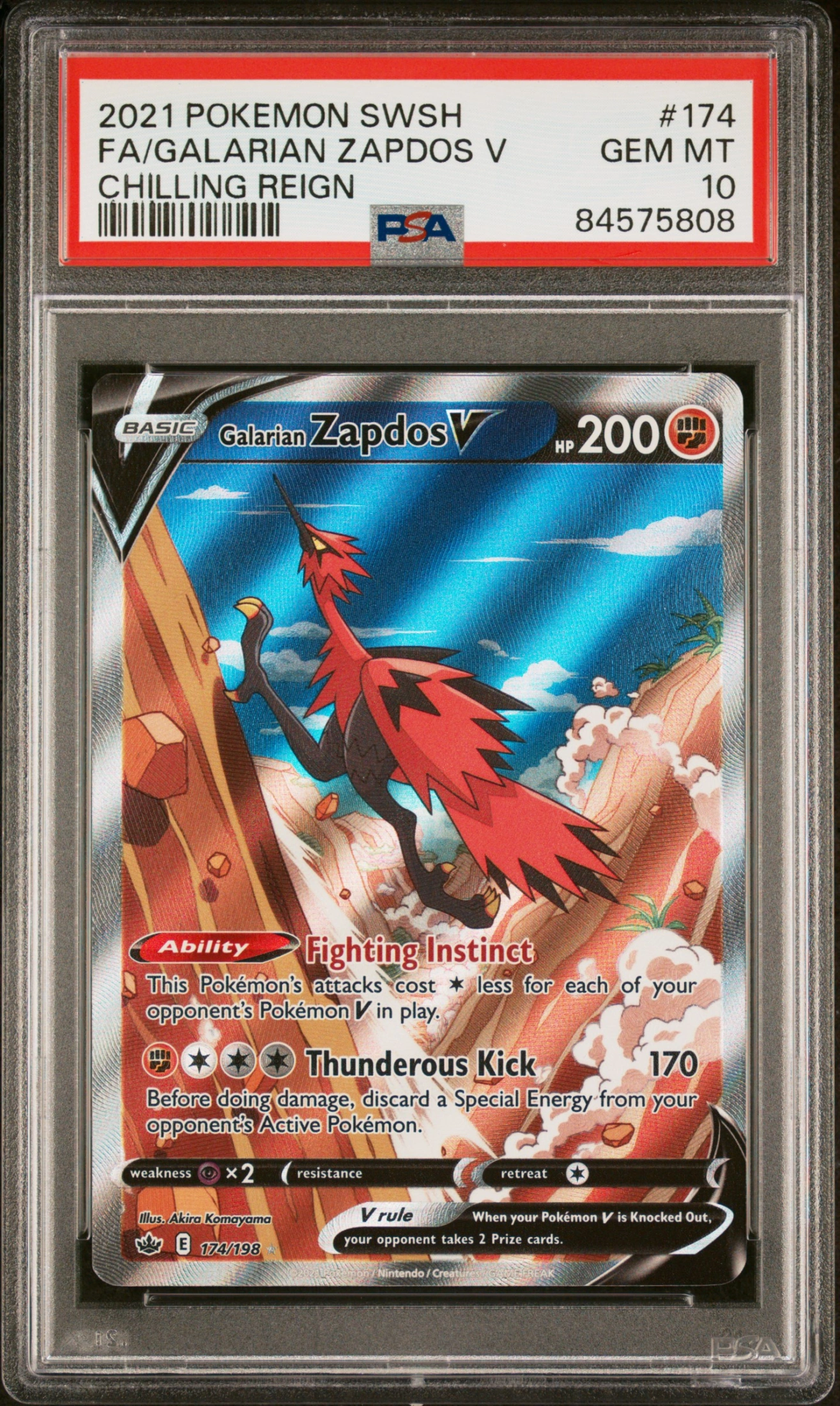 Galarian Zapdos V (CRE 174) — Voorkant